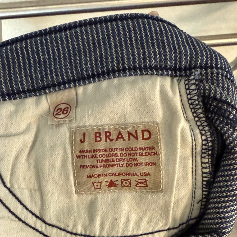 J Brand Women's Railroad Stripe Blue Skinny Jeans Size 26 - Picture 5 of 6